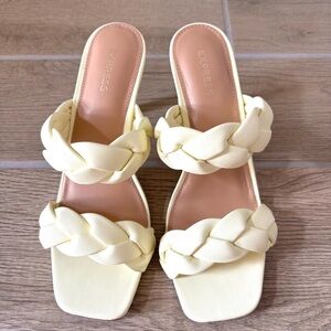 Express Rope Braided Butter Yellow Sandal Heels Women’s 8 Party Event Wedding